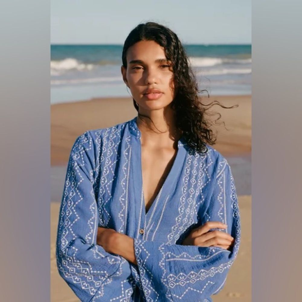 Zara Blue Patterned Blouse